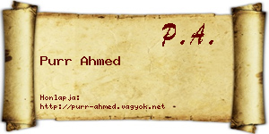 Purr Ahmed névjegykártya
